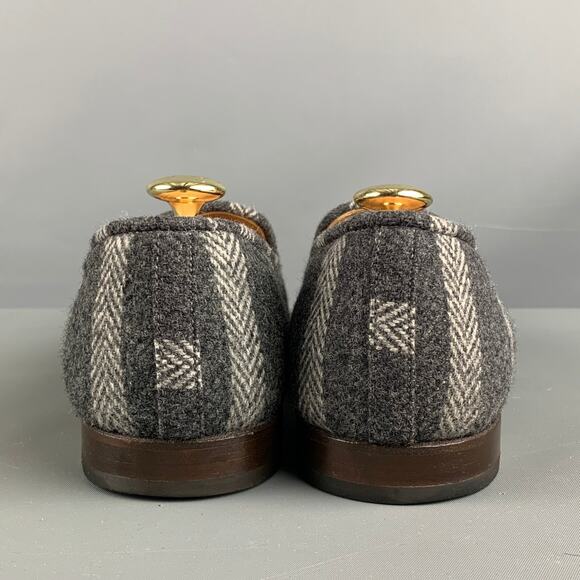 STUBBS & WOOTTON Size 10 Grey Silver & Gold Wool Slip On Loafers main image 7